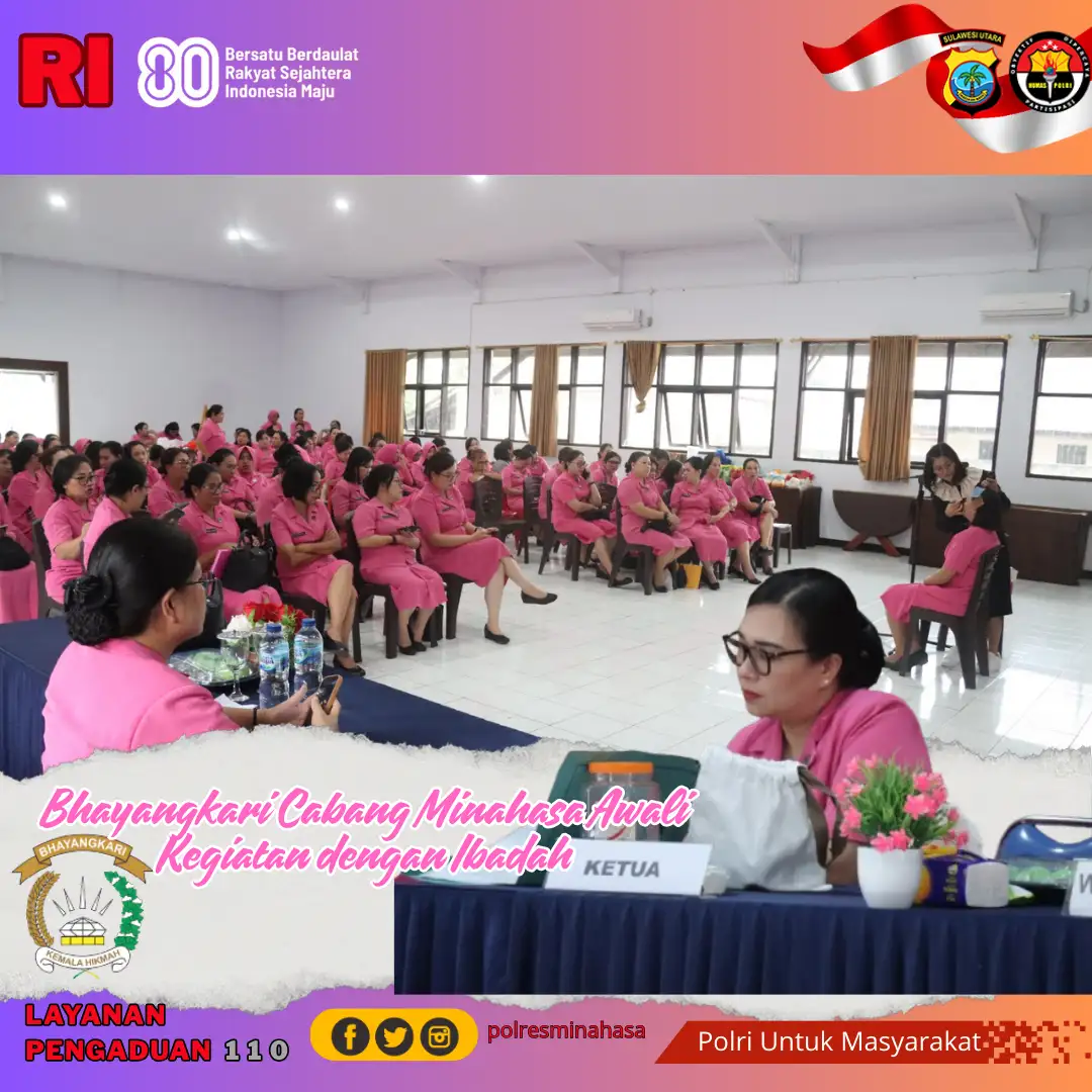 Bhayangkari Cabang Minahasa Gelar Kegiatan Rutin Diawali dengan Ibadah